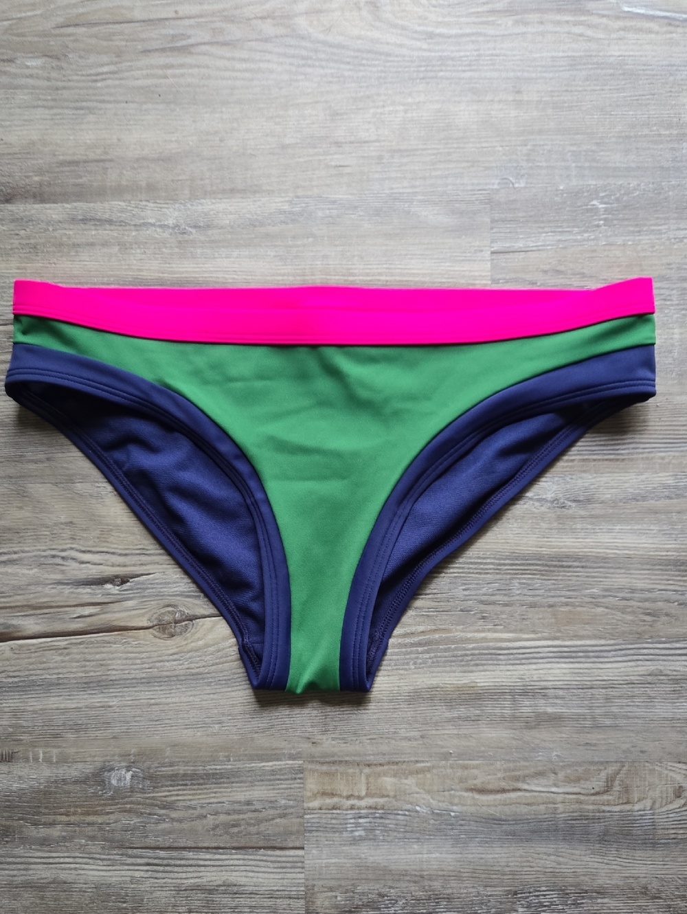 Boden Green Bikini Bottom with Navy Panels & Hot Pink Waistband